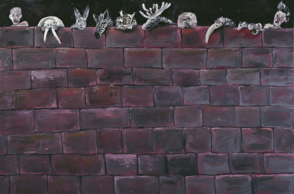 Wall painting with animals and selfportraits